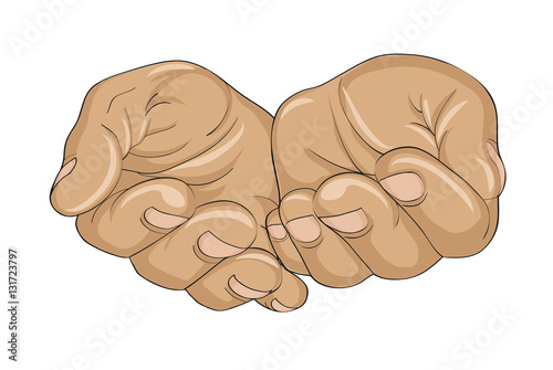 Gesture open palms. Hands gives or receives. Vector illustration