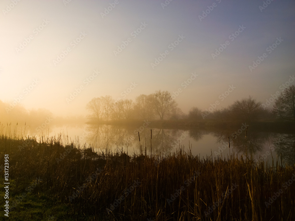 Obraz premium Fog on the river.