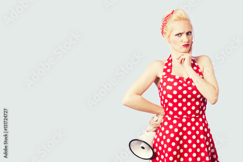 Pin up girl with megaphone