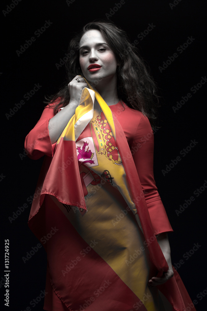 Beautiful woman with Flag of Spain. Beautiful woman with Flag of Spain.