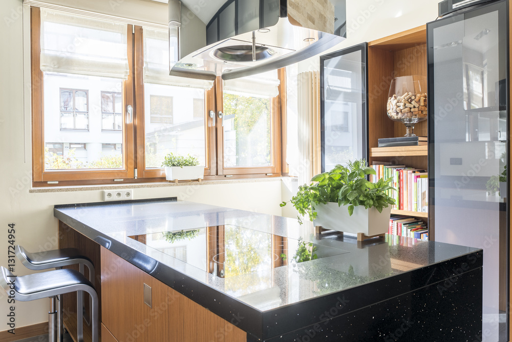 Interior with kitchen island