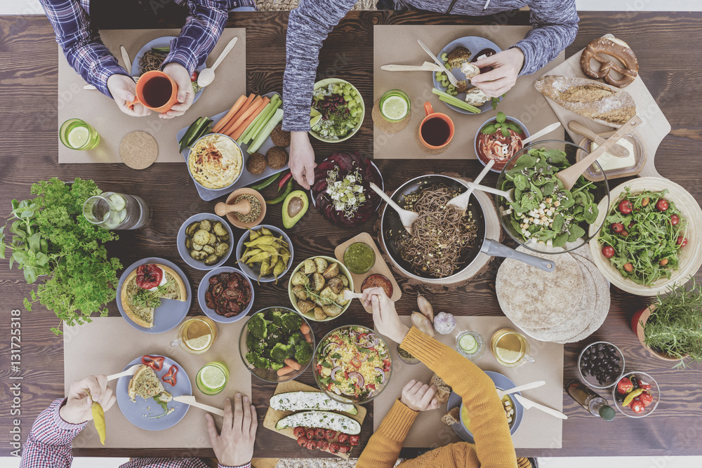 Vegetarians having dinner