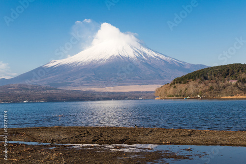 Mt.Fuji and Lake Yamanakako. Shot in the early morning.The shooting location is Lake Yamanakako, Yamanashi prefecture Japan.