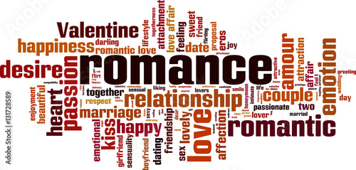 Romance word cloud concept. Vector illustration