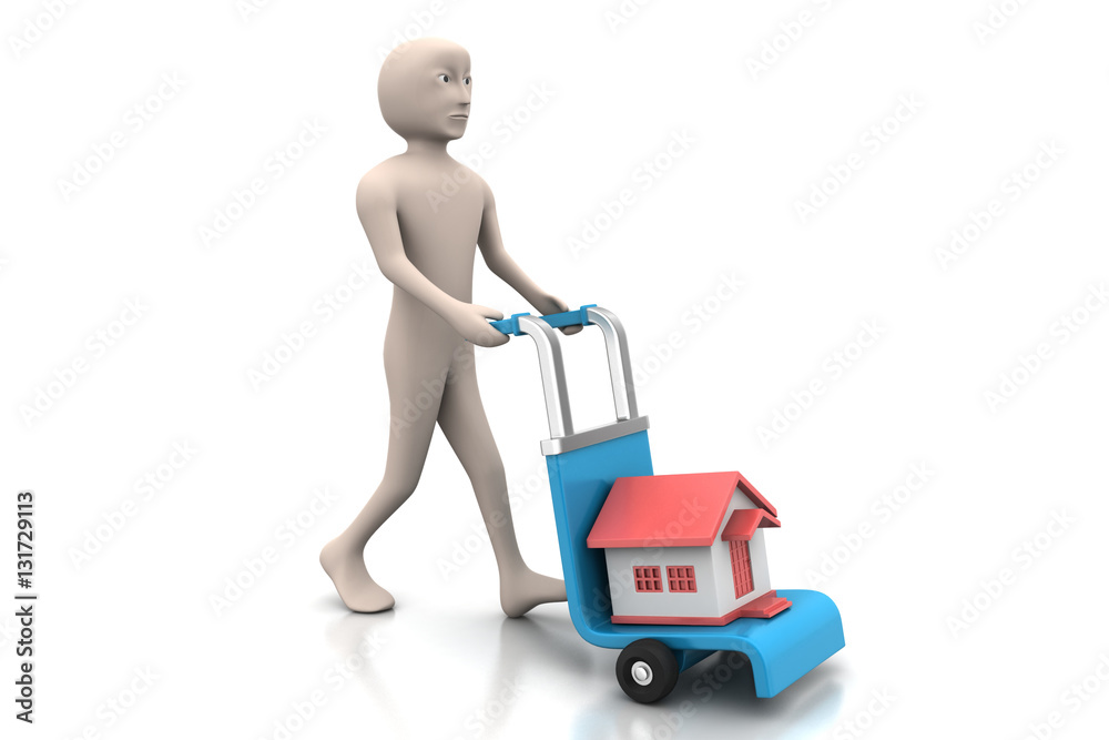 person carrying house in trolley person carrying house in trolley