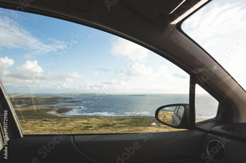 Car window view of the Bun na Leaca coast, County Donegal. Irela © Fergus Coyle