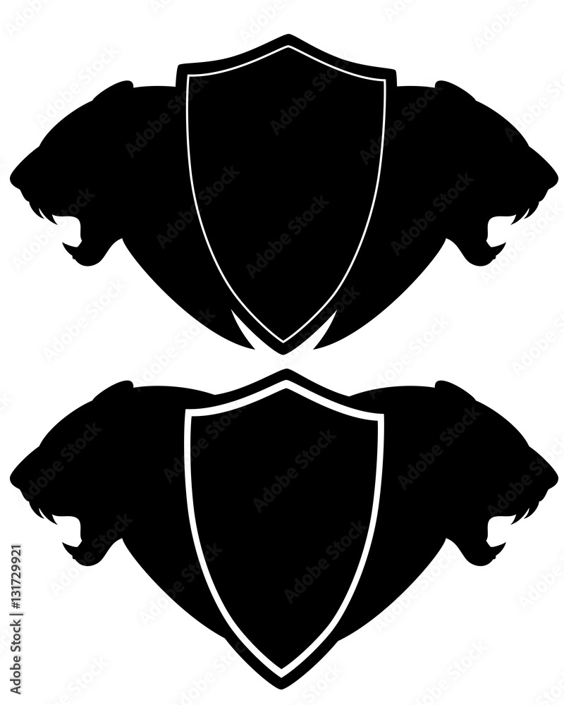 Fototapeta premium heraldry shield with black profile panther heads