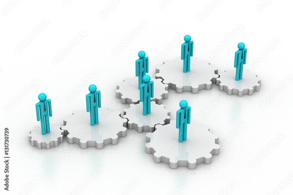 3d people in gear, team work concept 3d people in gear, team work concept