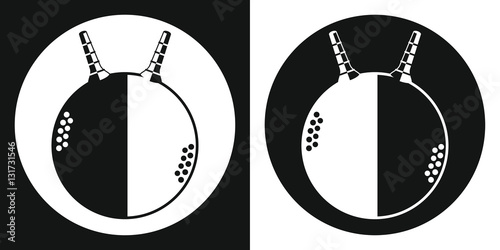Fitball icon. Silhouette fitness ball on a black and white background. Sports Equipment. Vector Illustration.