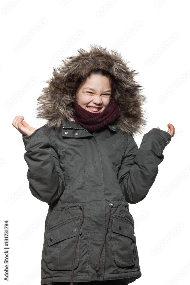 Girl wearing winter coat, portrait Girl wearing winter coat, portrait