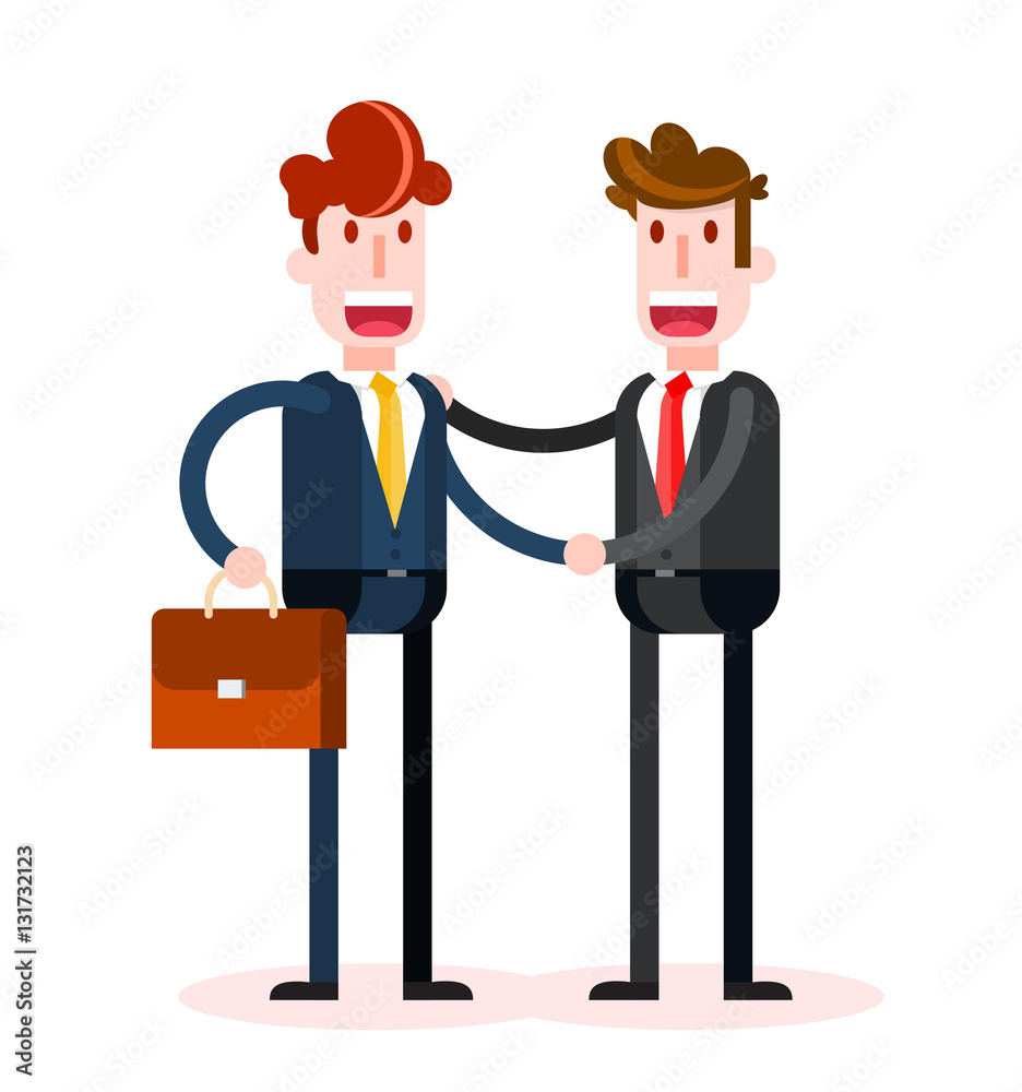 Flat Businessmen Shaking Hands on White Background. Isolated Flat Vector Illustration. Flat Businessmen Shaking Hands on White Background. Isolated Flat Vector Illustration.