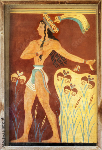 Ancient minoan frescoes of the Palace of Knossos photo
