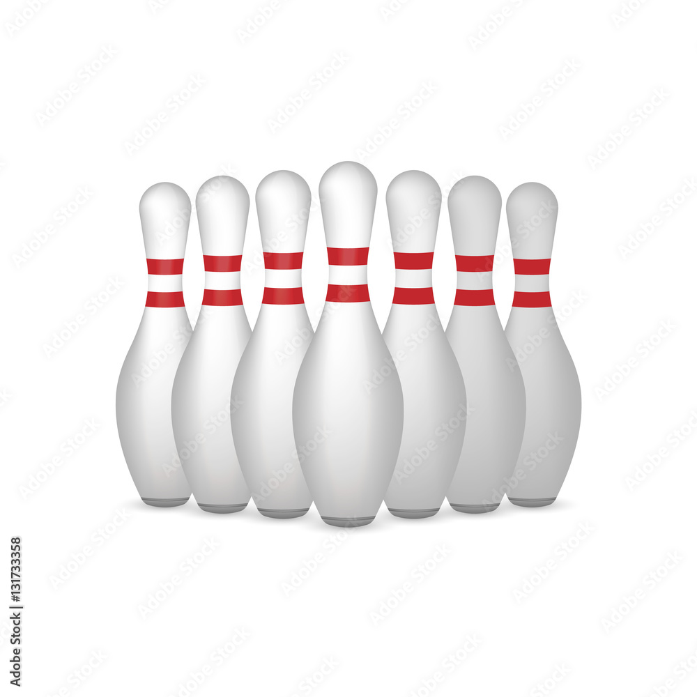 bowling pins isolated on white. Vector illustration. bowling pins isolated on white. Vector illustration.