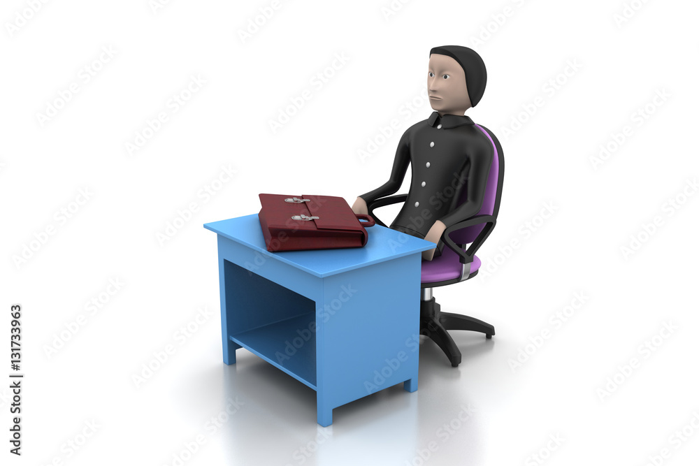 3d business man with briefcase in office 3d business man with briefcase in office