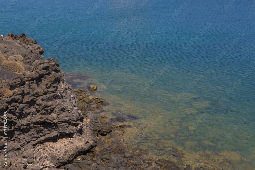 coast on lanzarote on atlantic ocean