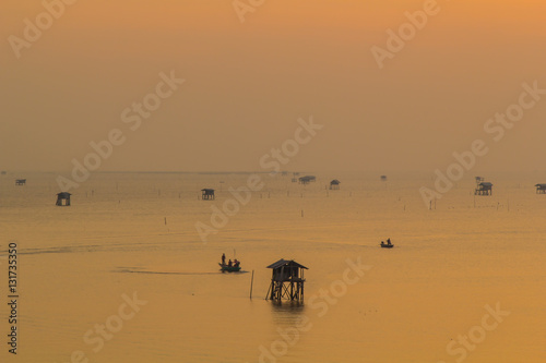 Fishermen Life some Tabun bay Phetchaburi  Thailand