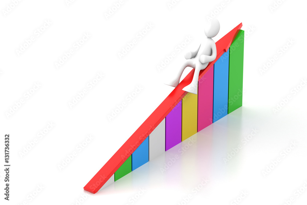 3d man lying the bar graph