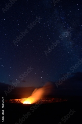 Halemaumau Crater under a starry sky, Big Island, Hawaii © Alessandro