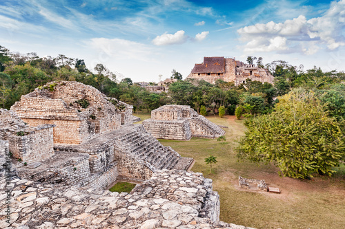 Photography Site overview of Mayan ruins of Ek Balam, Puuc region, in Mexico's Yucatan penin