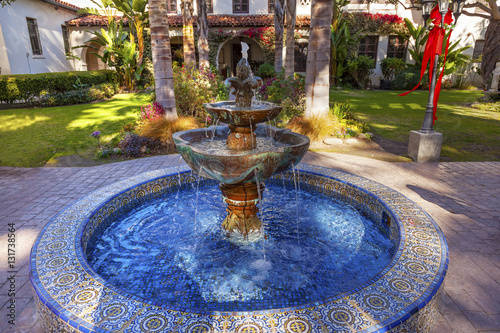 Mexican Tile Fountain Garden Mission San Buenaventura Ventura Ca photo