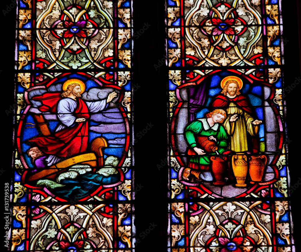 Jesus on Boat Wine Stained Glass National Shrine of Saint Franci