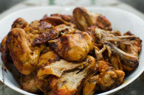 Fried chicken wings lying on a plate