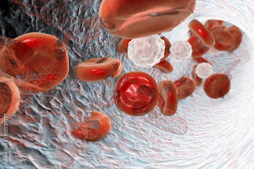 Canvas Print Destruction of red blood cells, 3D illustration