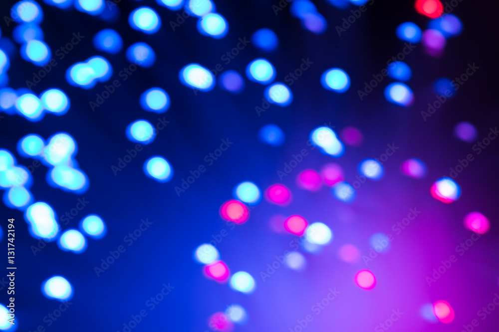 Defocused blue lights bokeh abstract background