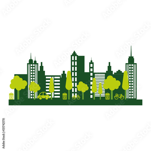 Eco green city icon vector illustration graphic design