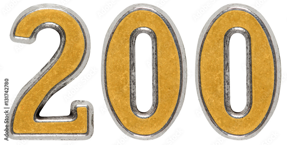 Metal numeral 200, two hundred, isolated on white background Metal numeral 200, two hundred, isolated on white background