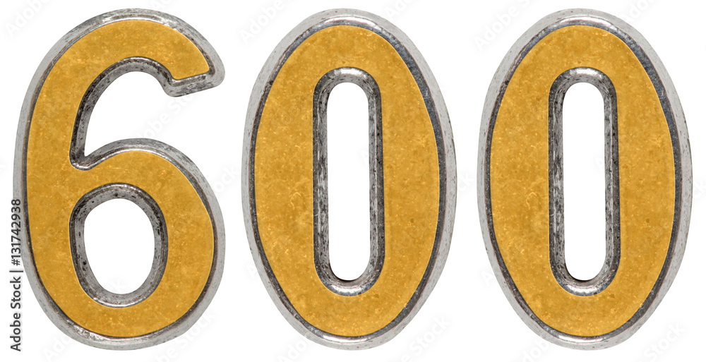 Metal numeral 600, six hundred, isolated on white background Metal numeral 600, six hundred, isolated on white background