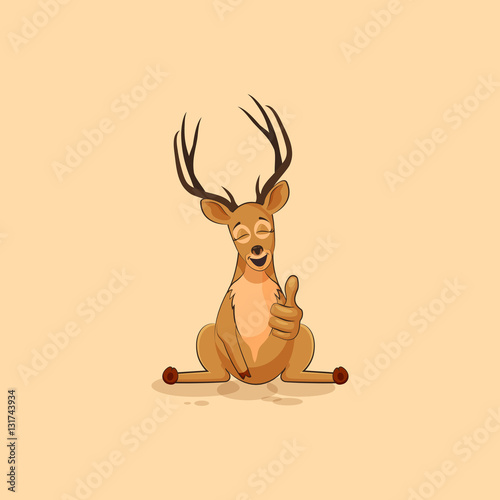 Illustration isolated emoji character cartoon deer approves with thumb up sticker emoticon for site
