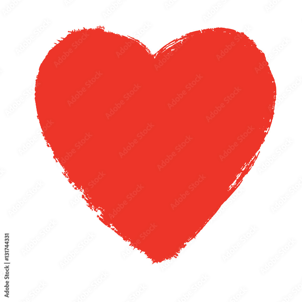 Red speech bubble, hand drawn heart element. Vector background.