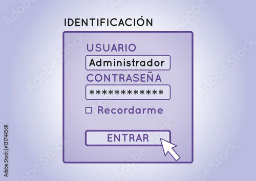 Authentication screen to enter in an spanish account. admin, password, sign in