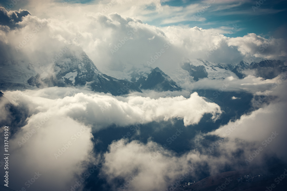 Mountain landscape with clouds. Mountain landscape with clouds.