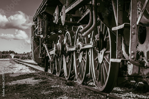 Wheels of the old steam train