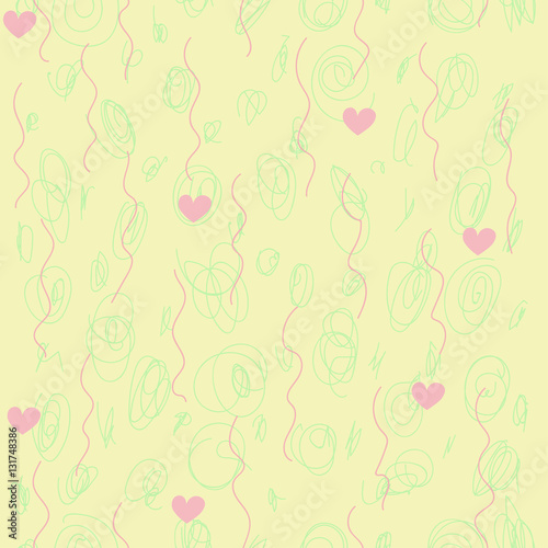 Seamless light pattern with hearts and scratches