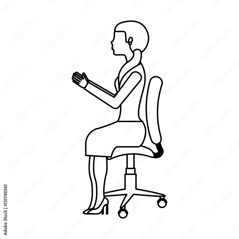 businesswoman avatar sitting on office chair vector illustration design