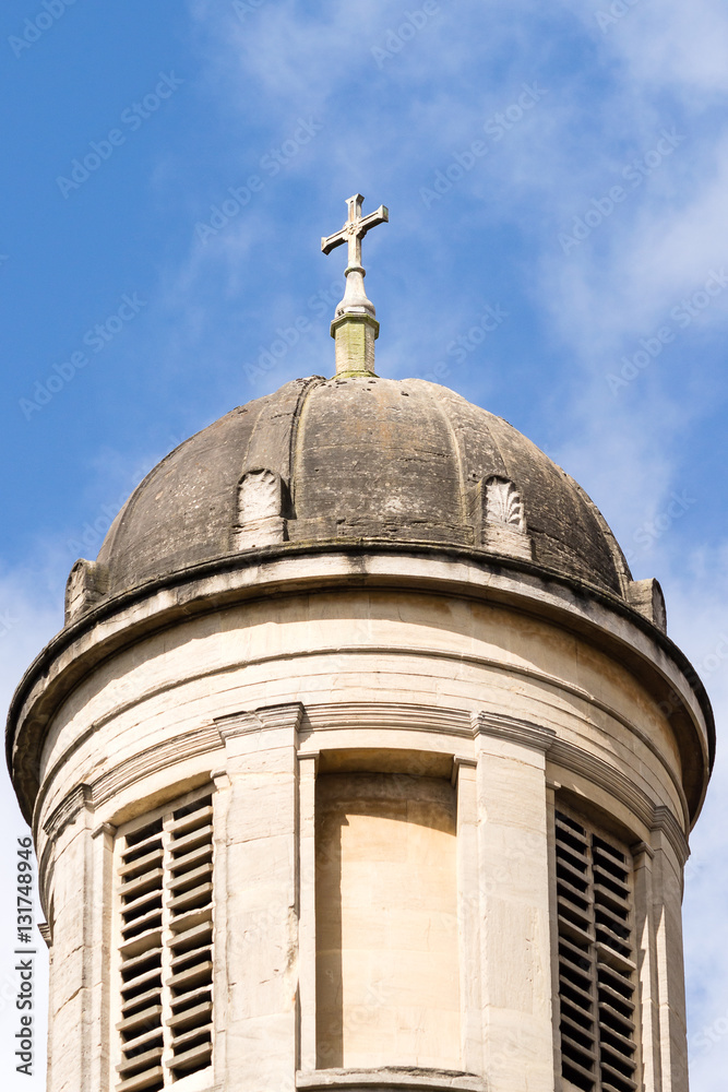 Cross On The Georgian Dome Against Blue Sky