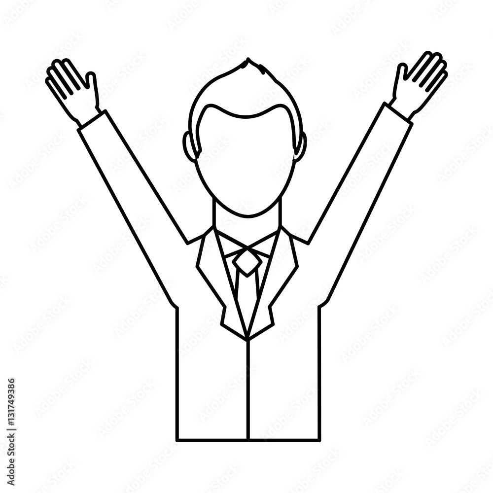 businessman avatar with hands up vector illustration design businessman avatar with hands up vector illustration design