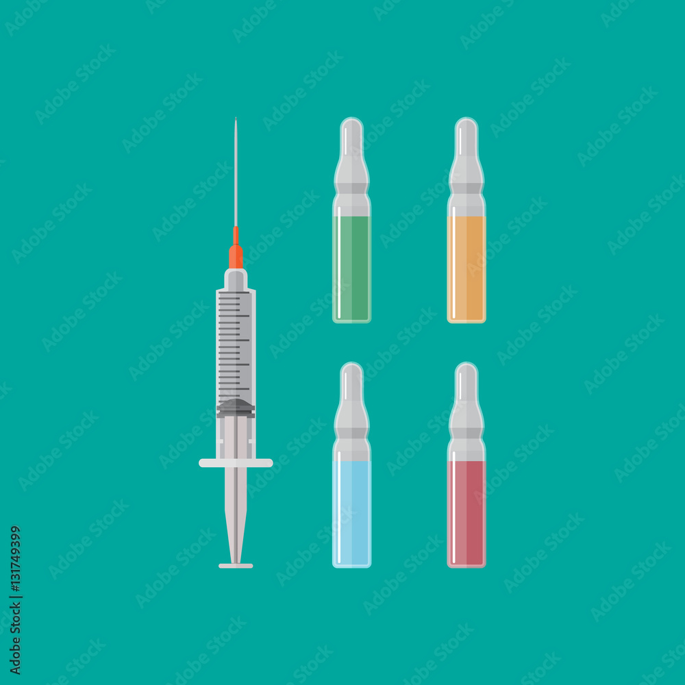 Ampoules and syringe
