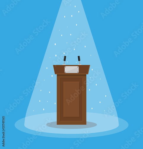 Brown wooden podium tribune rostrum