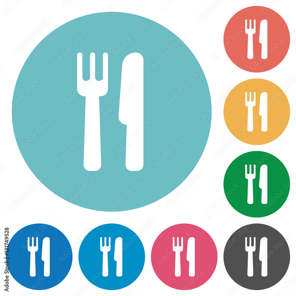 Cutlery flat round icons Cutlery flat round icons