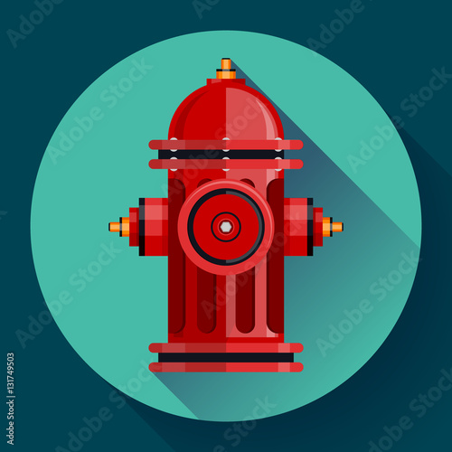 Red fire hydrant Vector icon for video, mobile apps.