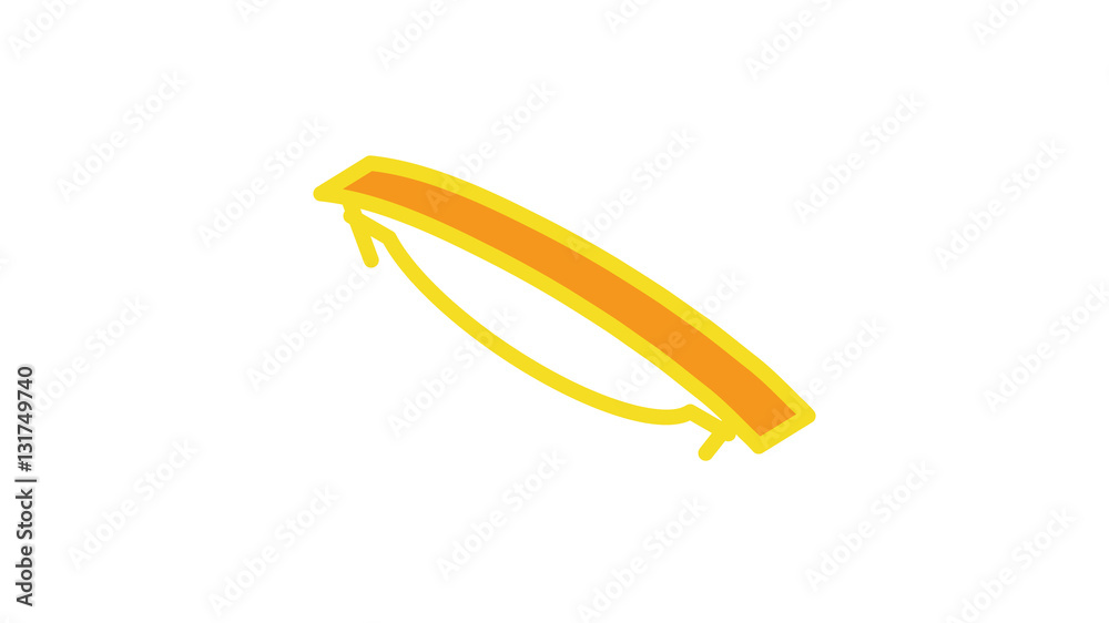 Vector image of orange with yellow trim clips on a white background. Illustration Ornamental simple hair element. Isolated costume jewelery icon. Vector image of orange with yellow trim clips on a white background. Illustration Ornamental simple hair element. Isolated costume jewelery icon.