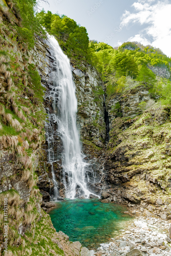 view of riale di cortign waterfall