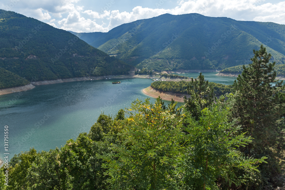 landscape of Meander of Vacha (Antonivanovtsy) Reservoir, Rhodopes Mountain, Bulgaria