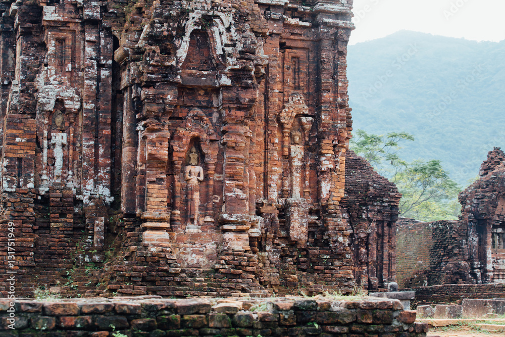 Asian temple ruins in the jungle