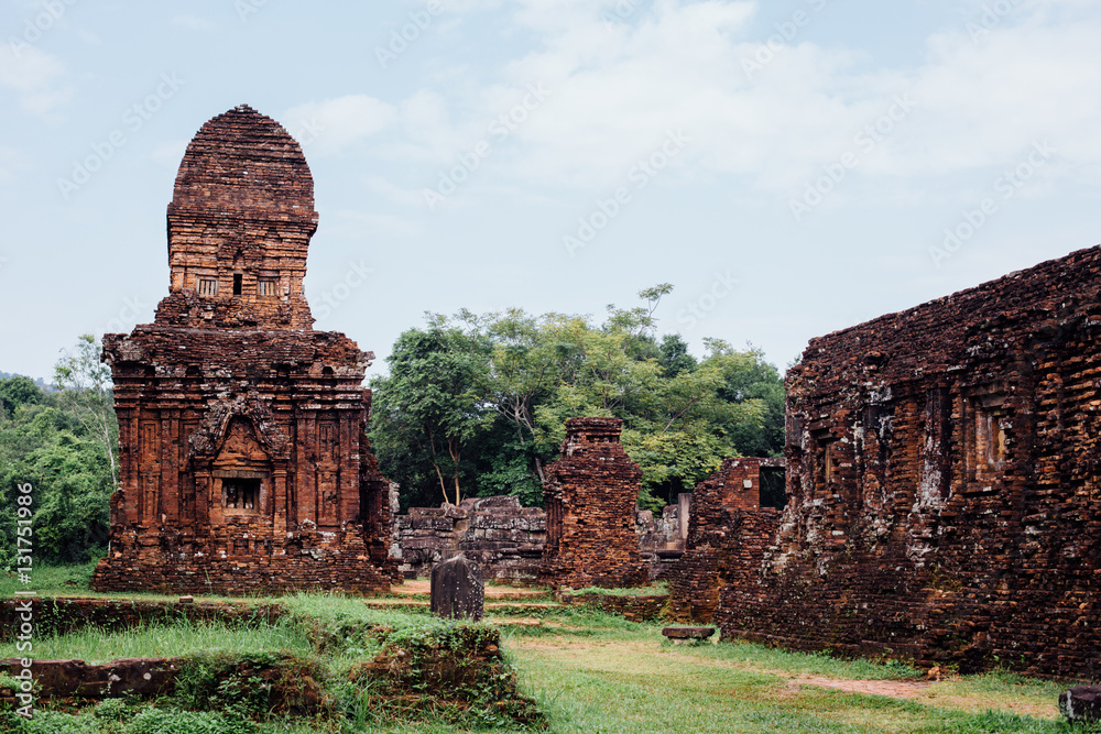 Asian temple ruins in the jungle