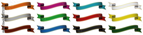 Set of different colored ribbon banners